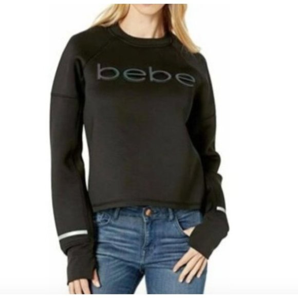 Bebe Long Sleeve Logo Crewneck  Sweatshirt XL NWT - Picture 1 of 9